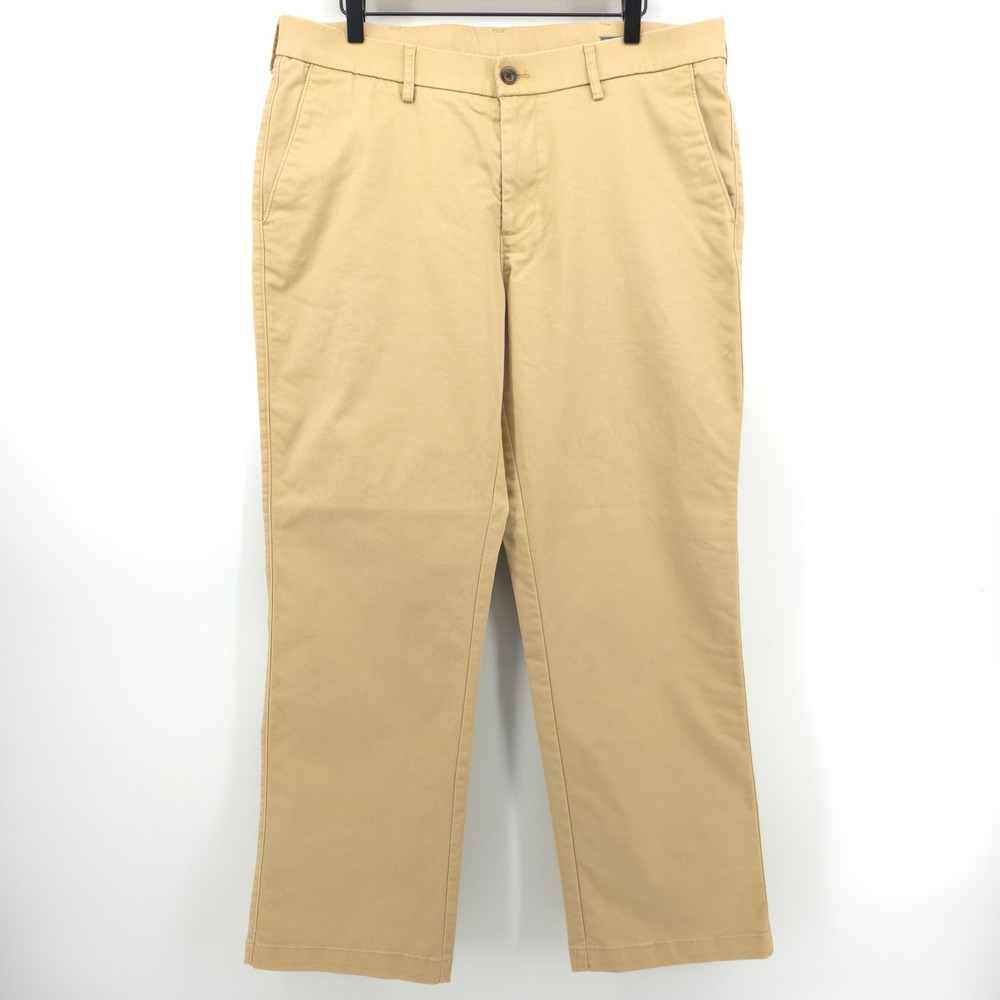 Haggar Mens Pants Straight Fit 36x29 Khaki Tan Chino Business Casual Trousers